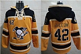 Penguins 42 DeLeon Yellow All Stitched Pullover Hoodie,baseball caps,new era cap wholesale,wholesale hats